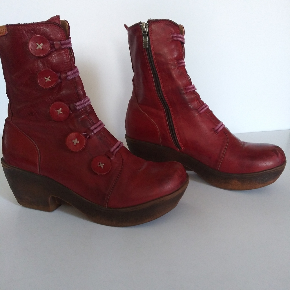 Jafa 671 handmade burnished leather platform boots